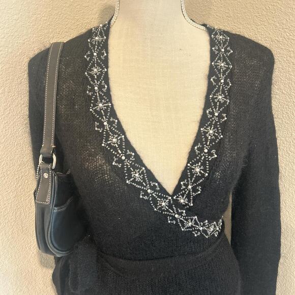 Kenneth Cole New York black wool blend wrap top. Size small - Picture 3 of 6